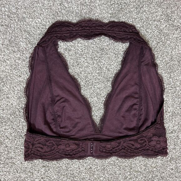 Out From Under Bralette Womens Medium Burgundy Lace Halter Urban Outfitters - Picture 2 of 11